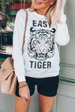 White Tiger Print Pullover Sweatshirt - Mislish