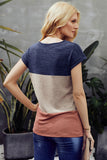 Tri-coloured Slanted Collar T-shirt - Mislish