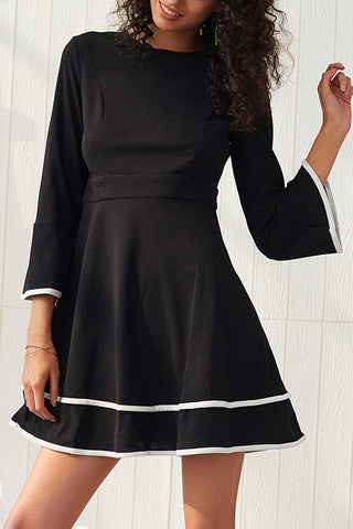 Flared Sleeves Fitted A-line Mini Dress - Mislish