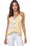 Two Tone Button Front Sleeveless Striped Top - Mislish