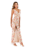 V-neck Sequined Tasseled Lace-up Thigh-high Slit Dress - Mislish