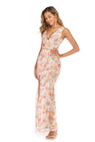 V-neck Sequined Tasseled Lace-up Thigh-high Slit Dress - Mislish