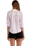 Vertical Striped Single Breasted Blouse - Mislish