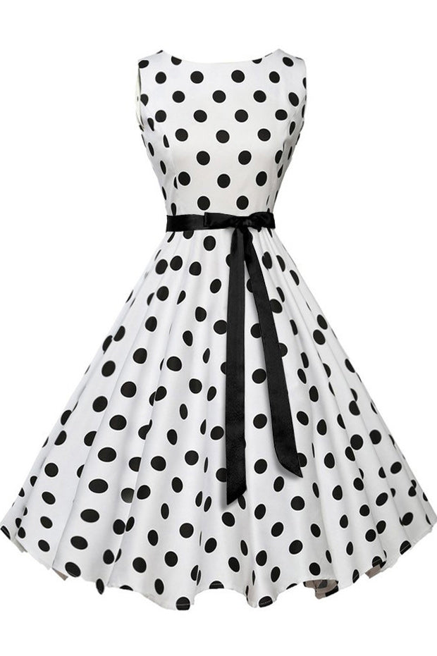 Vintage Polka Dot Belted Dress - Mislish