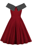Vintage Polka Knot Patch A-line Dress - Mislish