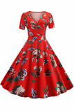 Vintage Floral V-neck A-line Dress - Mislish