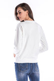 White Antler Print Striped Sweatshirt - Mislish