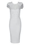 White Cap Sleeves Lace Bodycon Dress For Prom