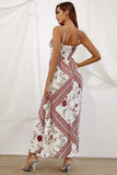 White Floral Print Thigh-high Slit Long Dress - Mislish