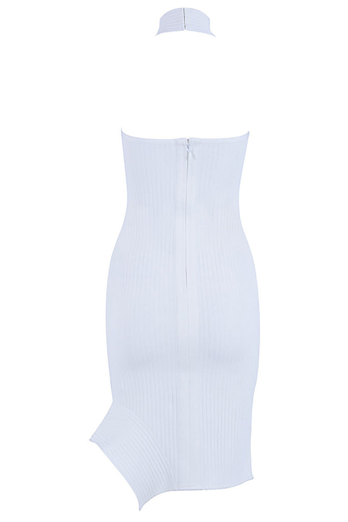 White Halter Open Back Short Bandage Dress Mislish White Halter Open Back Short Bandage Dress Mislish