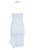 White Halter Open Back Short Bandage Dress