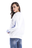White Patched Ruffle Sleeve Sweatshirt - Mislish