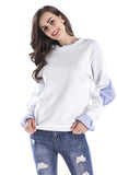 White Patched Ruffle Sleeve Sweatshirt - Mislish