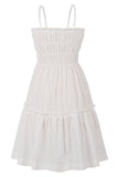 White A-Line Spaghetti Straps Party Homecoming Dress