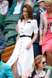 White Button Down Kate Middleton Midi Shirt Dress - Mislish