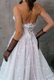 White Lace A-Line Off Shoulder Prom Dress Evening Gown