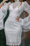 White Lace Long Sleeve Mini Dress