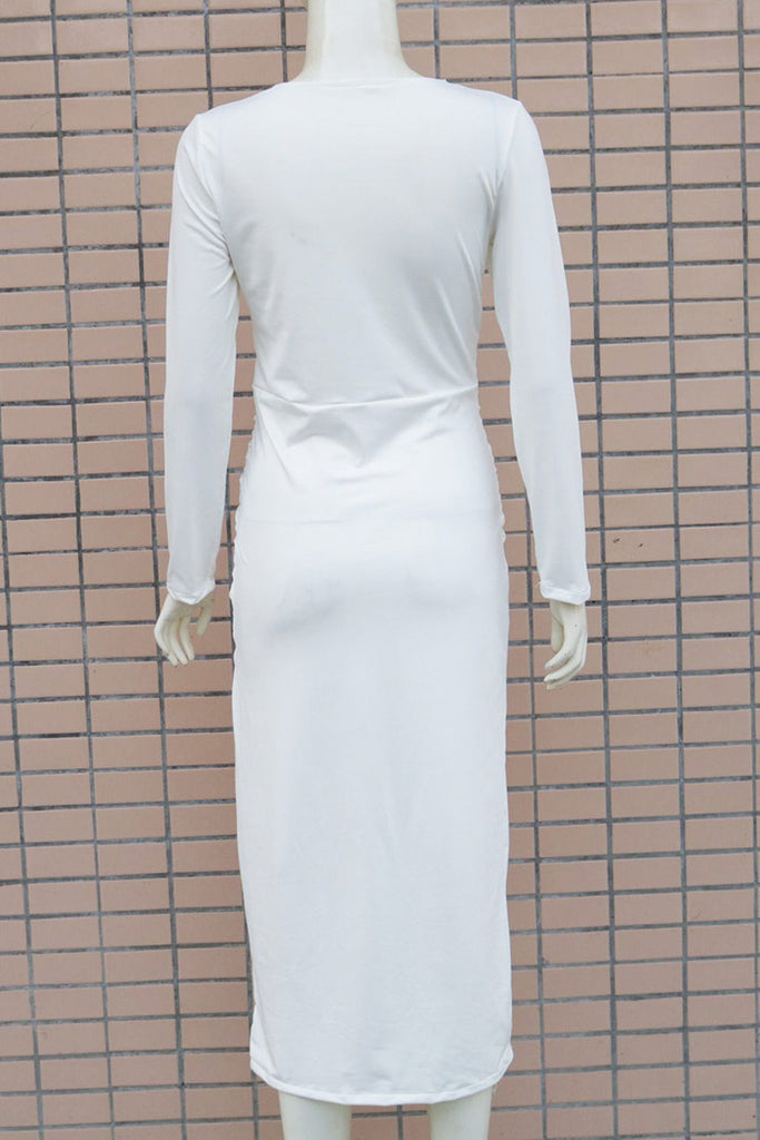 White Long Sleeve Bodycon Evening Party Dress