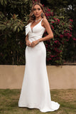 White Sleeveless Formal Evening Gown Prom Dress