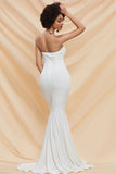 White Strapless Mermaid Formal Evening Dress 
