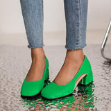 Women's Candy Color Thick Heel Hollow Shoes