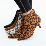 Women's Shoes Snake Print Stiletto Pointed Ankle Boots