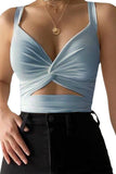Women's Twisted Elastic Crop Cut Out Top
