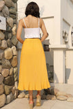 Yellow Asymmetrical Ruffled Buttoned Skirt - Mislish