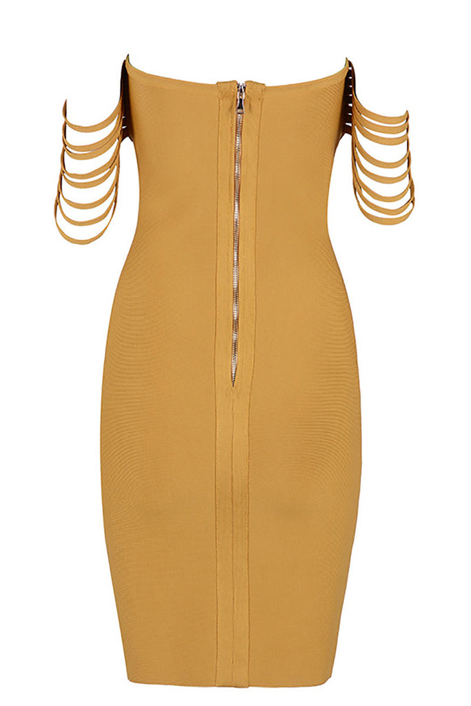 Yellow Off-the-shoulder Sexy Bandage Dress 