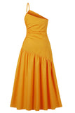 Yellow One Shoulder Prom Gown Evening Dress