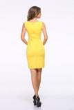 Yellow Cutout Sleeveless Fitted Dress With Metal Buckles - Mislish
