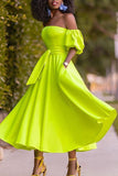 Fluorescent Green Lace-up Dress - Mislish