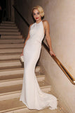Rita Ora Inspired White Halter Evening Party Dress