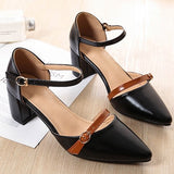 Pointed Cap-toe Pump Shoes Ankle Strap Heels - Mislish