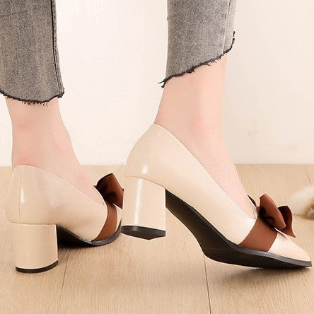 Bowknot Pointed Closed-toe Pumps Dance Shoes - Mislish